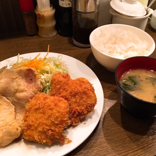 有楽町キッチン大勝軒豚生姜焼きヒレカツ　ランチ